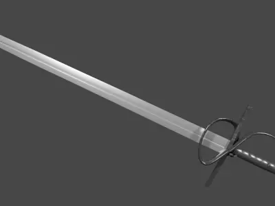 Caroling sword with Flamberge handle Low-poly 3D model
