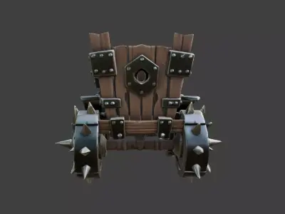 Spiked Wooden War Cart Low-poly 3D model