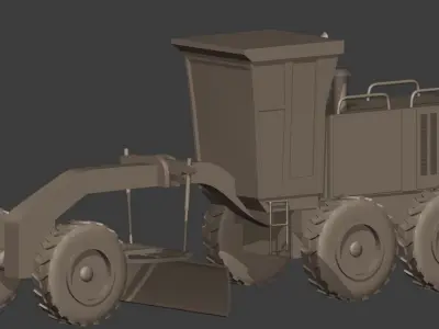 Simple construction machinery excavator and grader 3D print model