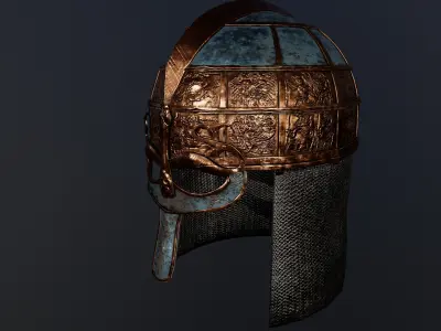 Scandinavian helmet of the Vendel era Low-poly 3D model