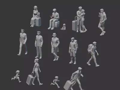 Train Station  Diorama Figures 3D print model