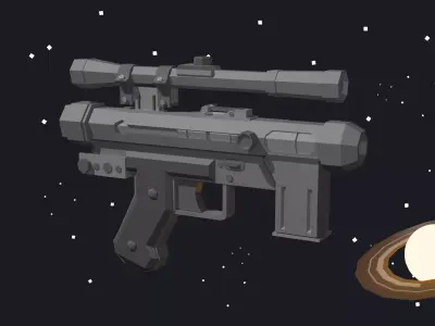 SE-14 Low-poly stylized futuristic blaster weapon Low-poly 3D model
