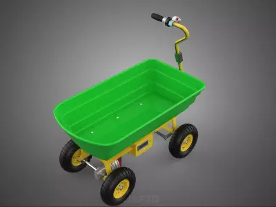 GREEN YELLOW POWER ELECTRIC HAND CART TROLLEY WAGON DOLLY DUMP 4 3D model