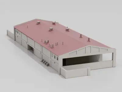 Warehouse Factory 1 Low-poly 3D model