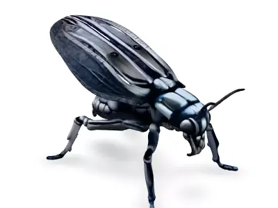 SciFi Robotic Insect Metal Wasp Low-poly 3D model purchase