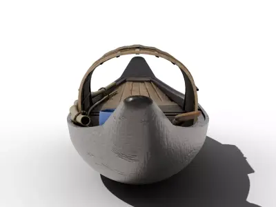 Small wooden boat 3D model