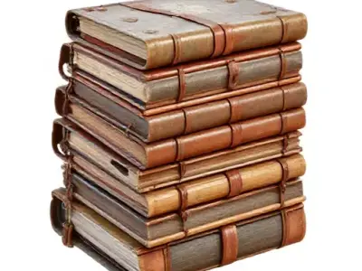 Worn Stack Books Low-poly 3D model