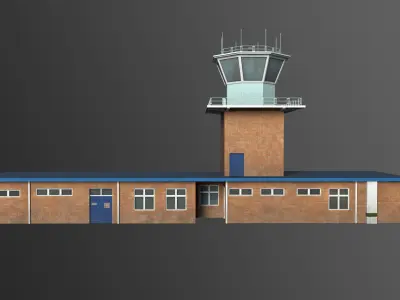 Jandakot Airport Tower Low-poly 3D model