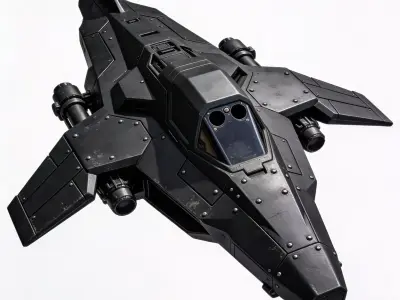 Sci-Fi Heavy Armored Stealth Fighter 3D Model Low-poly 3D model