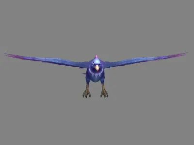 Cartoon Crow - Raven - Blue Bird Monster Low-poly 3D model