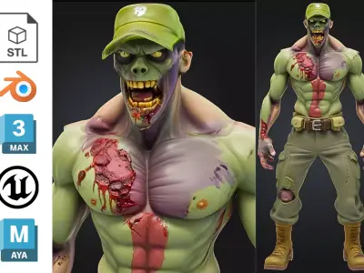 Military Zombie Soldier Warrior Low-poly 3D model