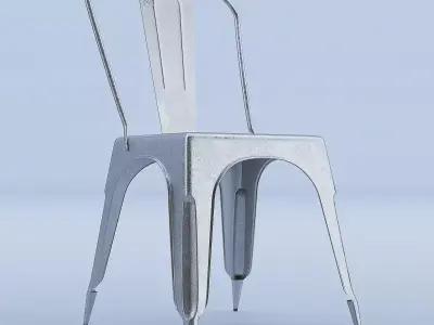 Raw Metal Side Chair 3D model