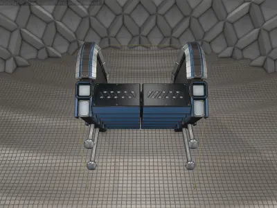 Sci-Fi Stairs - 29 - Blue Version Low-poly 3D model
