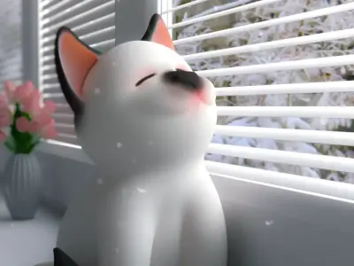 White Little Cat 3D model