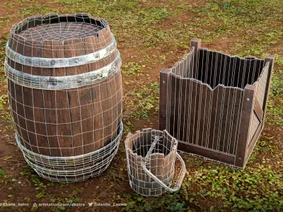 Package With Rustic Models - 2k Textures - Low Poly Low-poly 3D model