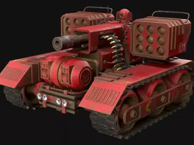 UGV Concept-3B-Red-Rusty Low-poly 3D model
