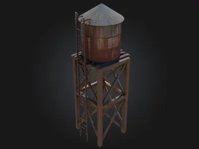 Rustic Water Tower  A Weathered Icon of the Countryside 3D model