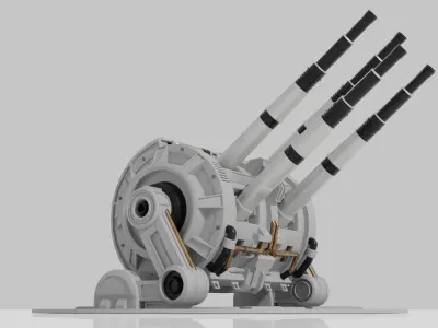 Sci-fi quad laser cannons  3D model