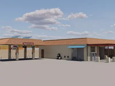 Mighty Car Service Car Wash Low-poly 3D model