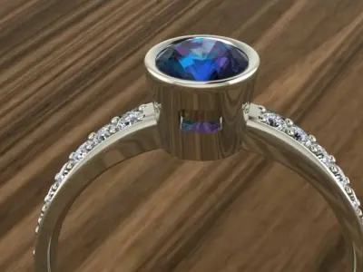 Solitare ring with fancy Bezel 3D print model