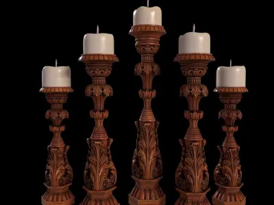 Candlestick for Render and CNC and 3D Print 3D model