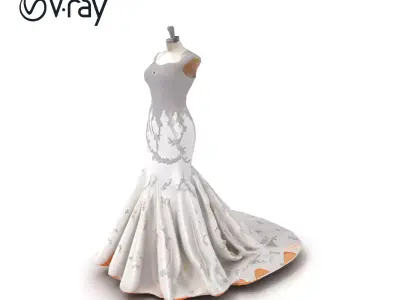 Opulent Evening Gown Mannequin Model Pack Low-poly 3D model