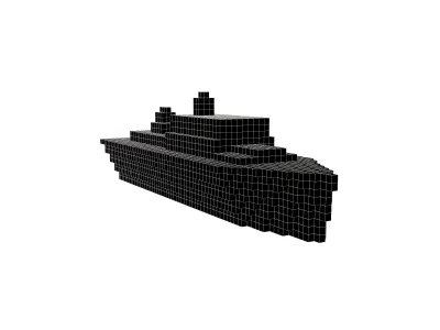 Voxel Style Simple Warship v1 007 Low-poly 3D model