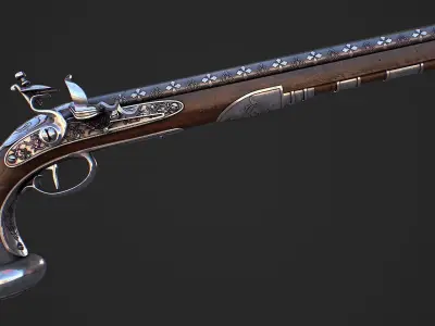 Flintlock pistol Low-poly 3D model