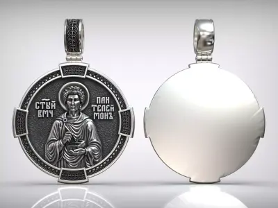 Saint Panteleimon Orthodox Pendant with Healing Symbolism Medal 3D print model