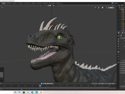 velociraptor dark version grey black and white bone colors Low-poly 3D model