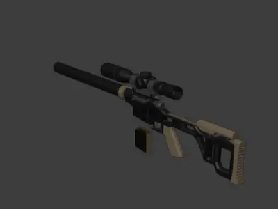 DVL-28B rifle with scope Low-poly 3D model