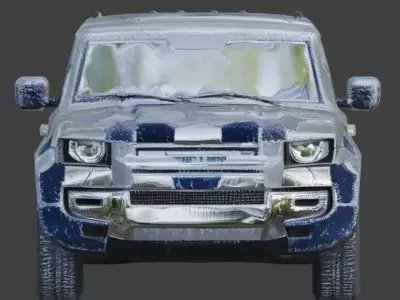 Realistic Sci-Fi Arctic Hex-Camo SUV Low-poly 3D model
