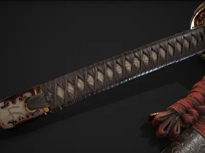 Weapon Katana Sword Blade Low-poly 3D model
