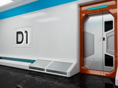 Modular SCI-FI Interior Serie B Bed-Room Model 2  Low-poly 3D model