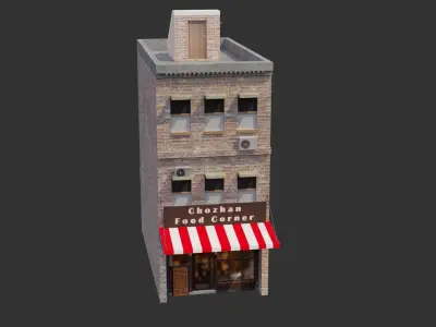 Commercial Building - Low Poly - Game Ready - PBR Low-poly 3D model