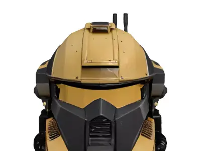 SciFi Combat Helmet Gold Tech 3D model