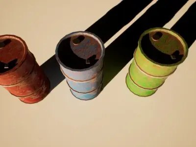 Rusty Barrels Low-poly 3D model