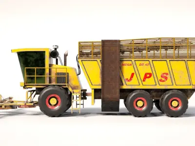  3D JPS Small loading wagon with harvester included Low-poly 3D model