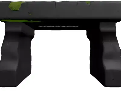 Ancient Engraved Stone Bench Low-poly 3D model