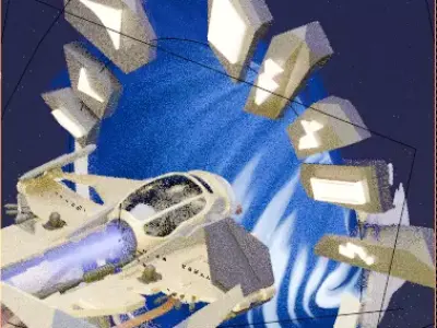 Sci Fi Spaceship With Portal Animation Game Ready FBX Blender 3D model