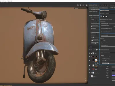 Vespa 50s rusty Low Poly Low-poly 3D model