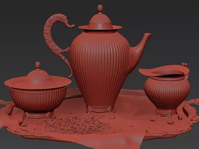Antique Coffee Set 3D model