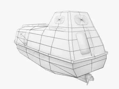 Enclosed Lifeboat Low-poly 3D model