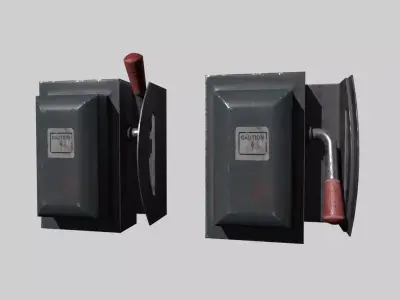 Animated Electrical Switch with Lever Low-poly 3D model