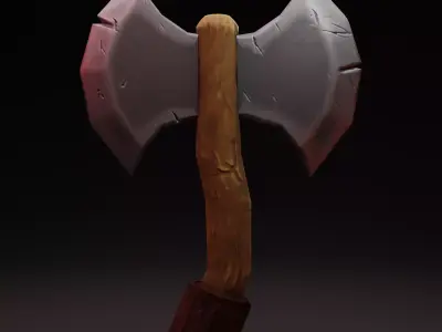 Stylized Low Poly PBR Axe  Game Ready Low-poly 3D model