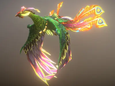 Phoenix Bird 3D Model Mythical Firebird  Game Ready   Low-poly 3D model