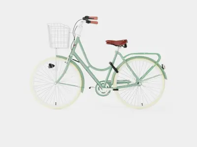 Green Bicycle Low-poly 3D model