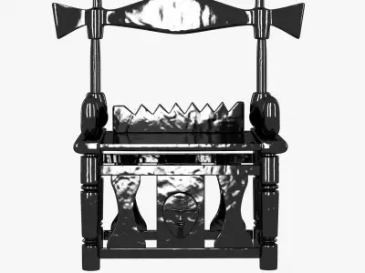 African ethnic historic black wood chair 3D model