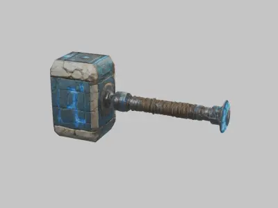  Weapon Futuristic Hammer Low-poly 3D model