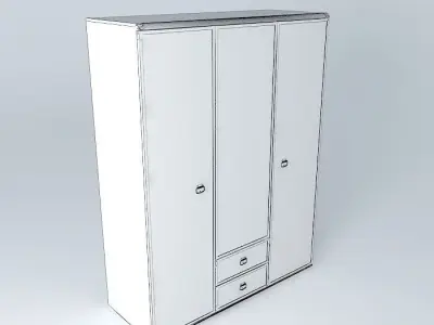 Red Pine Wardrobe 3D model